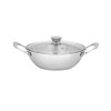 Nobel Triply Stainless Steel Deep Wok with Glass Lid, 28