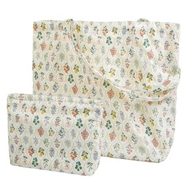 Corduroy Tote Bag for Women, Garden, Large