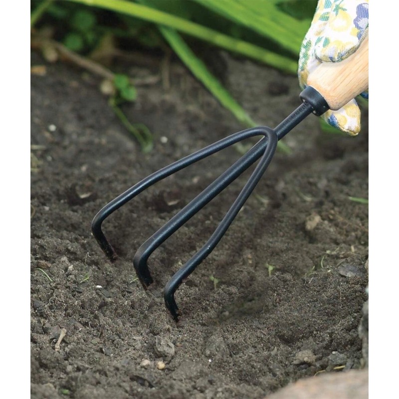 AMES 2446300 Tempered Steel Hand Cultivator with Wood Handle, 11-Inch,