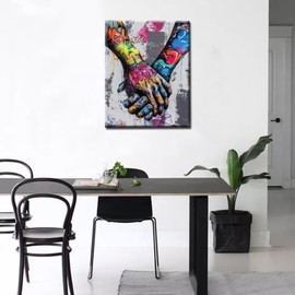 Tucocoo Couple Holding Hands Graffiti DIY Oil Painting by Numbers for Adults Wall Decor Gift 16''x20''