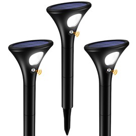 Ainostone Ainostone Solarlampen mit Bewegungsmelder Au?en 3 Stck Solarleuchten 1500mAh Solarstrahler Super Hell Kaltwei? LED Solar Strahler Auto Ein/Aus IP65 Wasserdicht fr Garten Garage Terrasse Weg Haus Hof