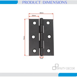 Infinity Decor 75mm (3Inch) Gunmetal Grey Butt Hinges Pair – Cupboard Cabinet Steel Hing for Internal and External Wooden Doors