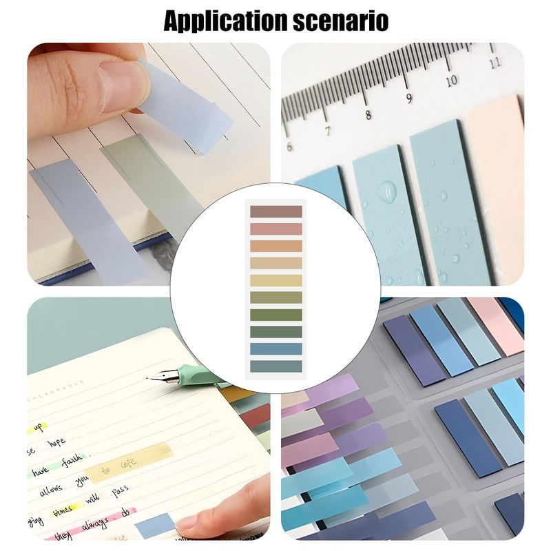 2400 PCS Sticky Tabs, Coloured Repositionable Book Flags Strip Index