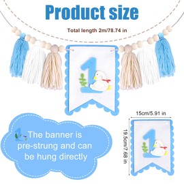 One Silly Goose High Chair Banner, Pre-Strung 1st Birthday Highchair Banner Felt Silly Goose Garland Birthday Decorations for Girls(Blue)
