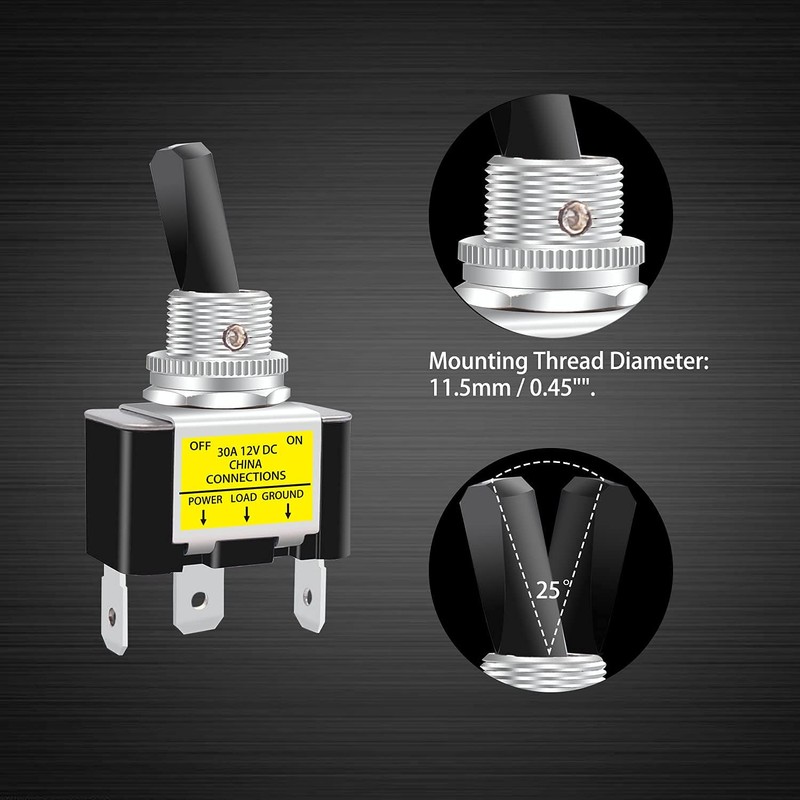 Taiss 2Pcs Rocker Toggle Switch Lighted 30A 12V DC SPST