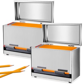 Tessco 2 Pcs Stainless Steel Straw Dispenser for Pencils Reusable Straw Holder with Lid Pencils Dispensers for Class Straw Organizer for Countertop Home Coffee Bar Supplies (Silver)