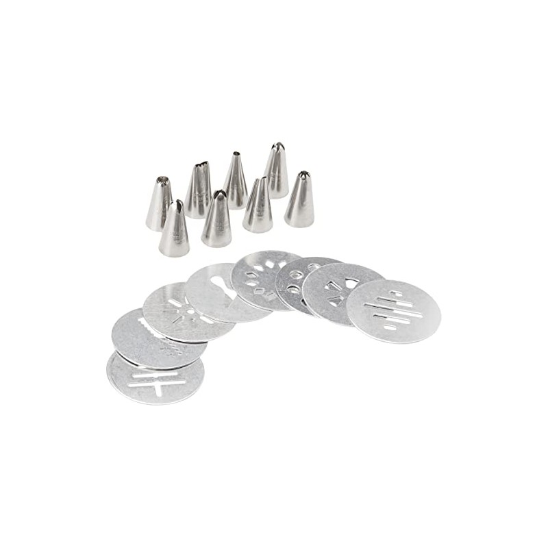 Avanti 12861 17-Piece Cookie Press and Icing Set, Silver/Black