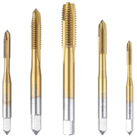 Bestgle Spiral Point Drill Tap, Set of 5, Machine Screw Taps, High Speed Steel Tap Drill Set, Chamfering Tap, Drilling, Threading, Tap, Spiral Spiral M3, M4, M5, M6, M8 Thread Repair