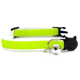 Velvet Cat Collars with Bell | Quick Safety Release Breakaway Buckle | Handmade in the UK | Available in Cat & Kitten Size | Neon Green Velvet