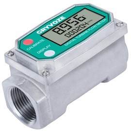 GRYVOZE 1 Inch Water & Fuel Flow Meter for 2.6-26 GPM Inline NPT Thread ±1% Accuracy Flowmeter for Diesel, Gas Oil, Gasoline, and Other Liquids - Supports Sleep Mode (Alu Alloy)