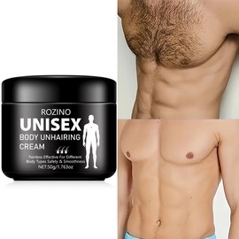 Rozino Unisex Body Unharing Cream - Painless Hair Removal for Arms Legs Chest & Pubic Area - Suitable for All Skin Types - 50g US:_Three Canisters - Super Savings!