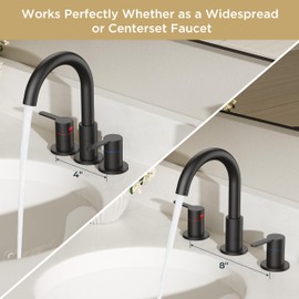 QFN Matte Black Bathroom Faucet 3 Hole, 8 Inch Widespread Vanity Bathroom Sink Faucet with 360° Swivel High Arc Spout, Pop-Up Drain and cUPC Supply Lines Included