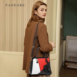 FANDARE Women's Handbag 2 Pieces Shoulder Bag Waterproof PU Leather with Purse Women Carry Bag Handbag Tote 2-Piece Set for Office School Travel Work Bag, black, Elegant