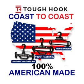 Rhino Tough Hook Heavy Duty Clothes Hangers – Made in USA, Military Grade Coat Hanger for Body Armor – 200-lb Capacity Suit Hangers – The Everyday for Everything, The Indestructible Hanger, 1 Black