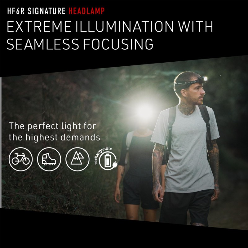 Ledlenser HF6R Signature - Linterna frontal recargable con manos libres,