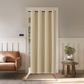 ChrisDowa Blackout Curtains 80 Inches Long for Doorways and Closets, Thermal Insulated Temporary Room Dividers (1 Panel, Biscotti Beige, 34 x 80 Inch)