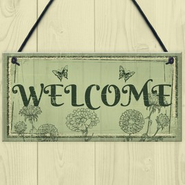 RED OCEAN Welcome Sign Front Door Shed Garden SummerHouse Plaque Home Decor Friendship Gift