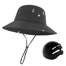 Bucket Hats for Adult Men Women Sun Protection Suitable for Leisure Cycling Bike Helmet (Non-Professional) Mountain Hiking Fishing Black