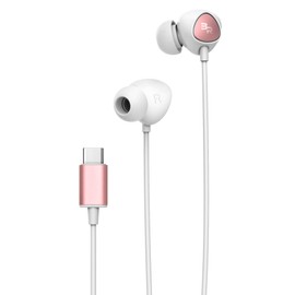 Bolle & Raven Thore USB C Headphones with Mic (V100) In Ear Wired Earphones with Microphone/Remote Ear Buds for Galaxy S10/S20/S21/S22/S23 Ultra/Pixel 2/3/4/4a/5/6a/6/7 Pro, Rose Gold
