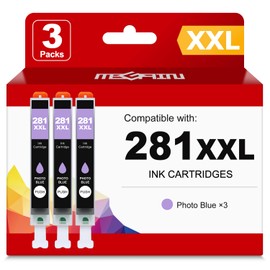 MEGAIN CLI-281 PB Photo Blue Ink Cartridge Replacement for Canon CLI-281XXL 281XXL 281 Ink cartridges Use for Canon PIXMA TS8120 TS8220 TS8320 TS8322 TS9120 Printers(3-Pack CLI-281XXL Photo Blue)