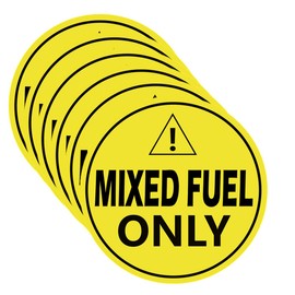 Mixed Fuel Only Vinyl Decal Sticker Label, 4 inches Waterproof Mixed Gas Sticker,Warning Caution Fuel Only Labels for Gas Cans (6 Pack)