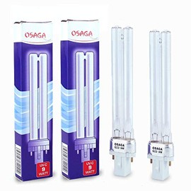 Osaga - UV-C UV Light Lamp Tube 9 Watt UVC-9 PL G23 - Pack of 2 - Modern - Outdoor - 17 x 4 x 2 cm