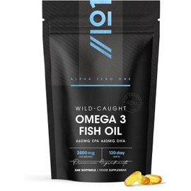 Omega 3 Wild-Caught Fish Oil 2000mg - 660mg EPA 440mg DHA - 240 Softgels - No Additives — Resealable and Recyclable Pouch by Alpha01