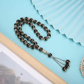 Prayer Beads Prayer Muslim Rosary Muslim Prayer Beads craft Ornaments Prayer Beads Round Rediing Words Rosary Worship Supplies Accessory (black)