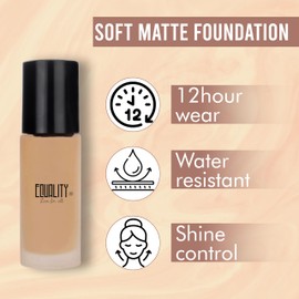 EQUALITY Cashmere Foundation, Water resistant, Medium to Full coverage, Soft matt finish, 12 hour wear Shine control, Cruelty Free, Paraben Free, 33ml/1.12 Fl Oz - N6