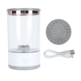 Wireless Makeup Brush Cleaner Machine 7000RPM Auto Rotating USB Electric Cosmetic Brush Cleaner with Silicone Cleaning Pad White
