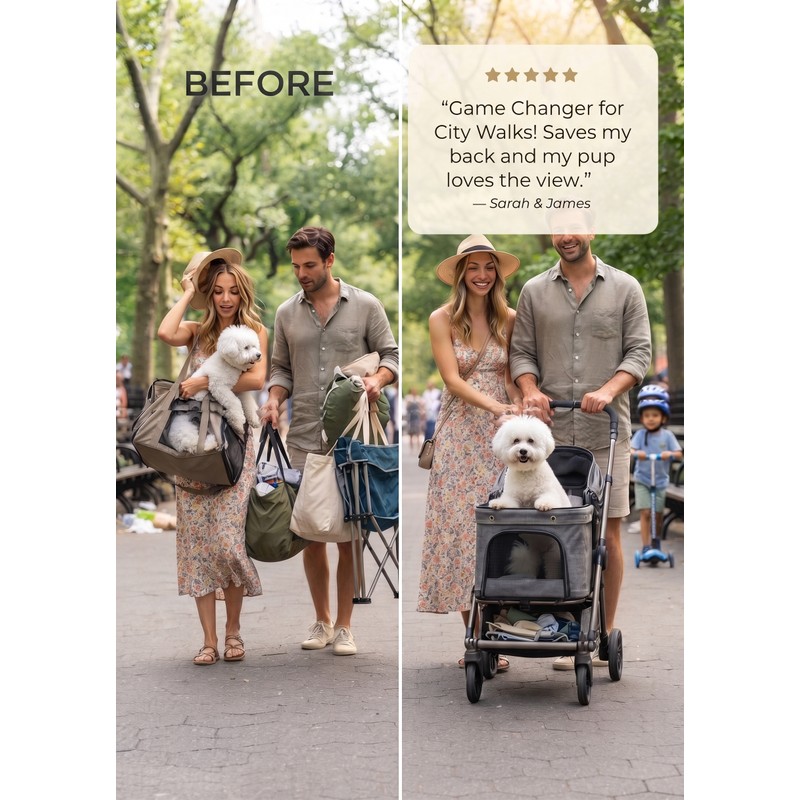 Lightweight Pet Stroller for Dogs & Cats, 7kg Capacity