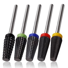 Mesee Pack of 5 Tungsten Carbide Nail File Bits, 2.35 mm Shank Nail Drill Bit Set, XF F M C XC Nail Drill Bit Set, Professional Nail Cutter Attachments for Nail Gel, Acrylic Nails, Manicure Pedicure