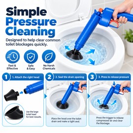 Air Pressure Drain Plunger for Clogged Pipes – Reusable Manual Unblocker for Toilets, Sinks & Floor Drains