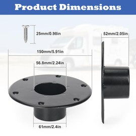 Rv Trailer Pedestal Base Aluminum RV/Boat Table Base Mount Round Flush Mount Table Leg Base-RV Accessories with 6 Mounting Holes & Mounting Screws