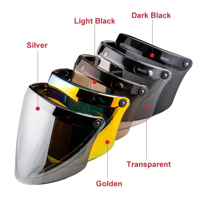 VCOROS Universal 3-Snap Flip Up Visor Shield Lens for Retro