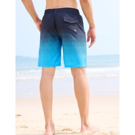 APTRO Men's Swimming Shorts Swimming Trunks Long with Mesh Lining Quick-Drying Board Shorts with Zip Pockets Sports Shorts, blue, M