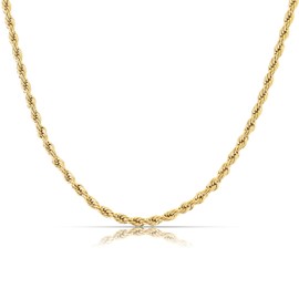 Made by Nami Men's Corded Gold Chain Stainless Steel 50 cm Long Waterproof Jewellery Gift for Him (4 mm, Gold)