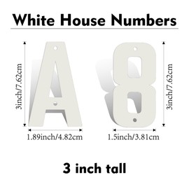 SpNo1-MS 3 Inch White Metal Letters, Modern Metal House Numbers, White Door Numbers, Outdoor Mailbox Numbers, Metal White House Address Letters and Numbers for House Office Apartment Outside (R)