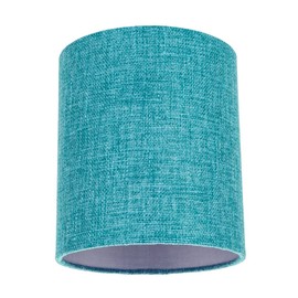 Modern and Sleek Teal Linen Fabric Small Cylindrical Lamp Shade 60w Maximum | 16cm Width | for Table Lamp, Wall or Pendant | Inner Silver Satin Lining by Happy Homewares