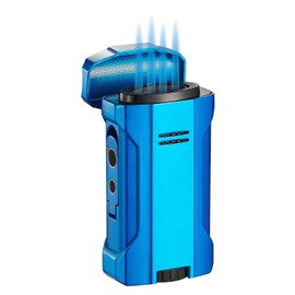 Visol Rhino 2.0 Butane Torch Lighter Quad Flame Refillable Gas Lighter, Built-in Rest, Two Built in Punches, Windproof Adjustable Flame Lighter (Shipped Without Butane)