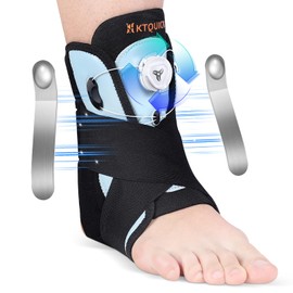 KTQUICK Adjustable Ankle Brace with Rotary Knob, Foot Brace with Removable Stabiliser for Plantar Fasciitis, Arthritis, ACL, Joint Pain, Heel Spurs, Sports, Right & Left - S