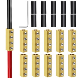Linkstyle 10PCS 5 AWG Wire Connector Nut Kit, 100A 5 6 8 10 Gauge Square Splicing Quick Wiring Connection Brass Terminal, Screw-Fixed Type Heat Shrink Butt Connectors