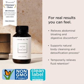 JSHealth Detox + Debloat. Bloating Relief for Women with Milk Thistle, Turmeric, and Fennel. Liver Health and Gut Support. Nutritionist-Formulated (60 Tablets)