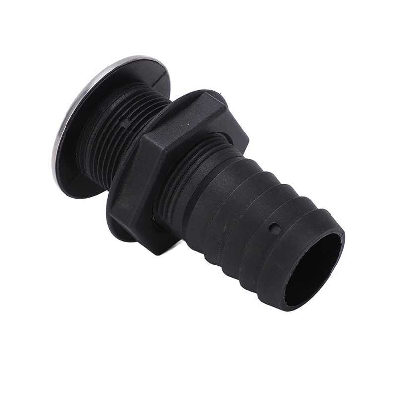 1 1/2in Through Hull Drain Straight Black with Stainless Steel