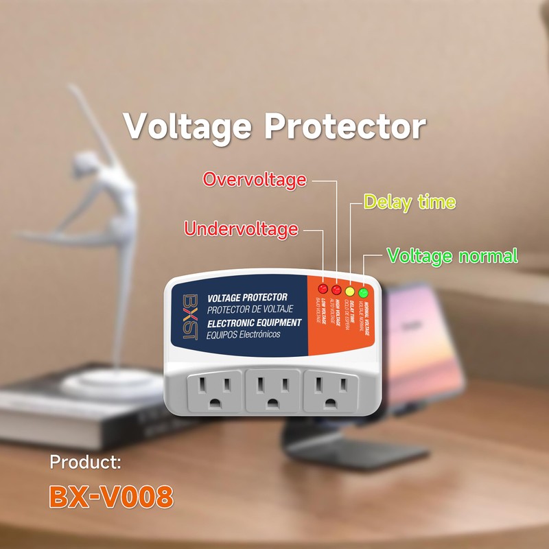 BXST Refrigerator Surge Protector 3 Outlet Power Strip for Home