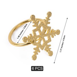 Christmas Napkin Rings Gold for Table Decor, Snowflake Christmas Napkin Rings Decoration for Party Holiday Christmas Wedding Table Decoration