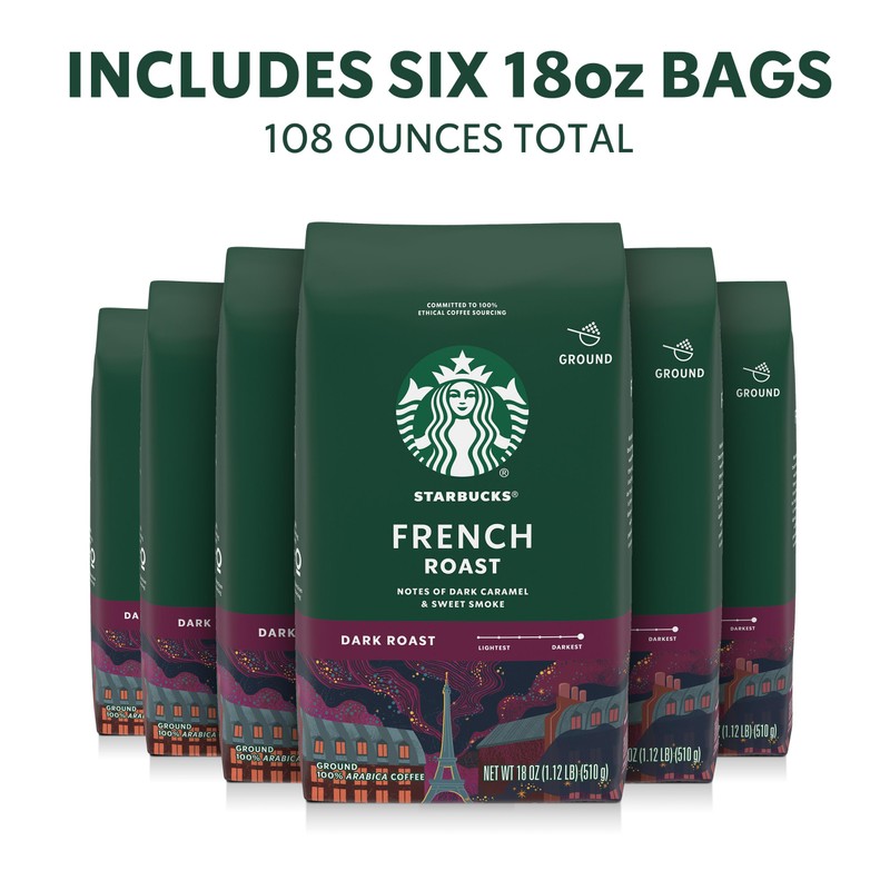 Starbucks Ground Coffee, Dark Roast Hot or Iced Coffee, French