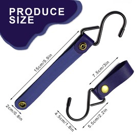 Modixun 8 Pieces Leather S Hooks, Metal S Shaped Hanging Hooks Camping Hooks Stroller Hooks Leather Hooks for Coat Towel Kitchen Bathroom Blue