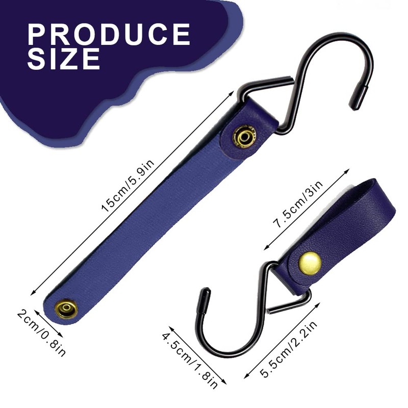 Modixun 8 Pieces Leather S Hooks, Metal S Shaped Hanging