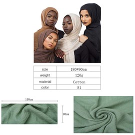 QYMY 4pcs Set Hijab Muslim Head Scarf Solid Color Long Scarf Wrap Scarves Cotton Scarf for Women Fashion L70.7”xW35.4” QY414 (Black+Red+Navy blue+Dark green(4pcs set）),Medium
